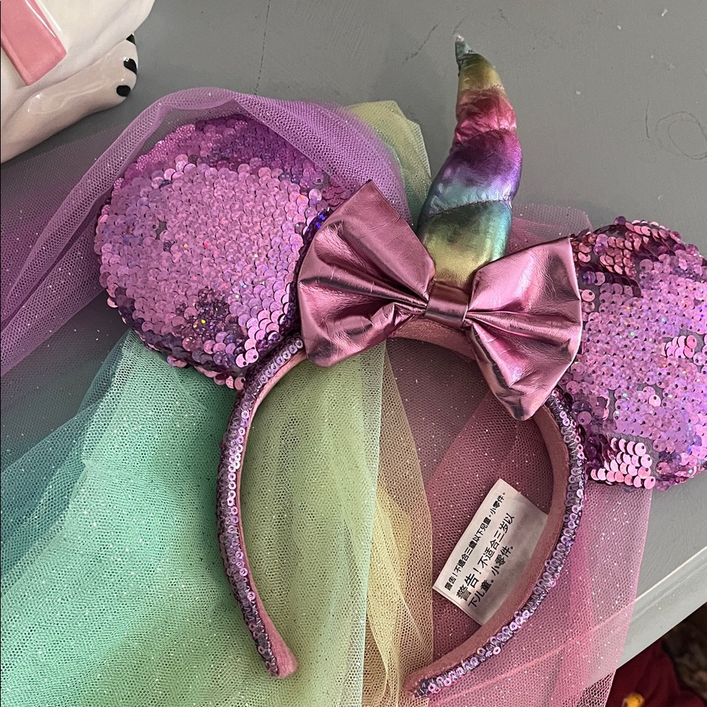 Sequin rainbow unicorn mickey ears